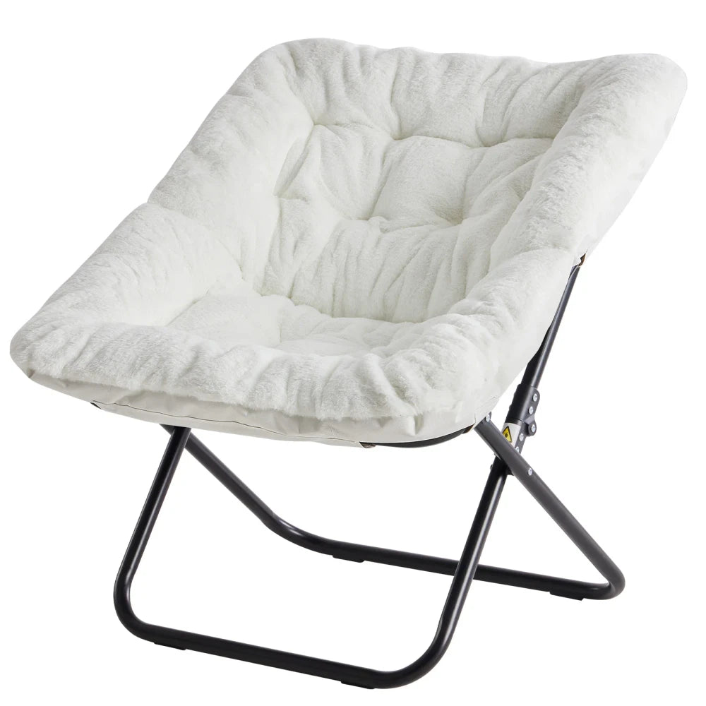 Faux Fur Folding Saucer Chair