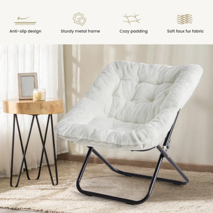 Faux Fur Folding Saucer Chair