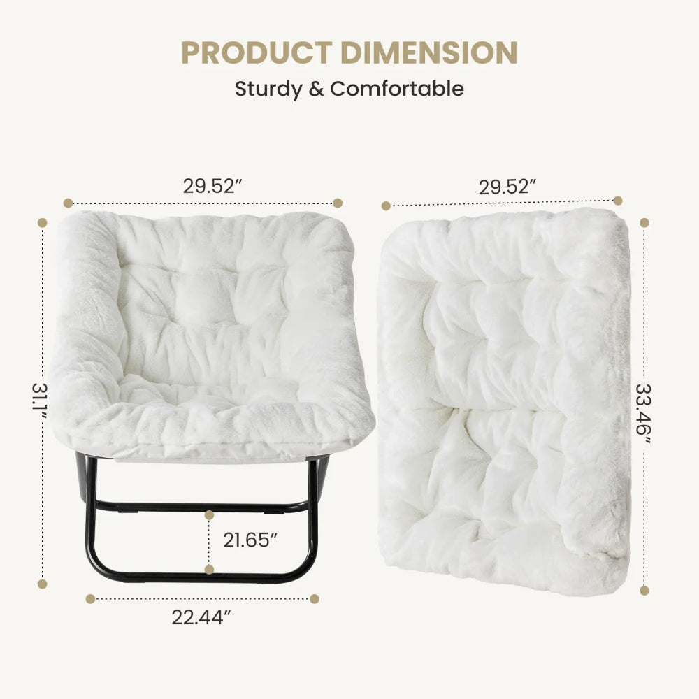 Faux Fur Folding Saucer Chair
