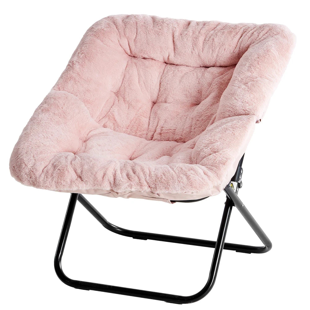 Faux Fur Folding Saucer Chair