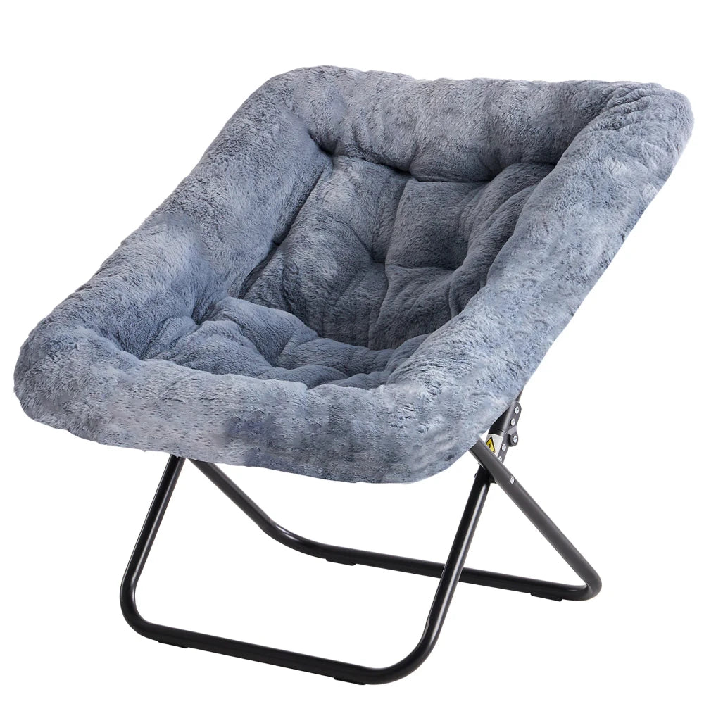 Faux Fur Folding Saucer Chair