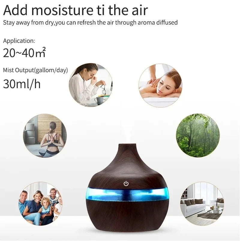 Wood Ultrasonic Aroma Air Humidifier