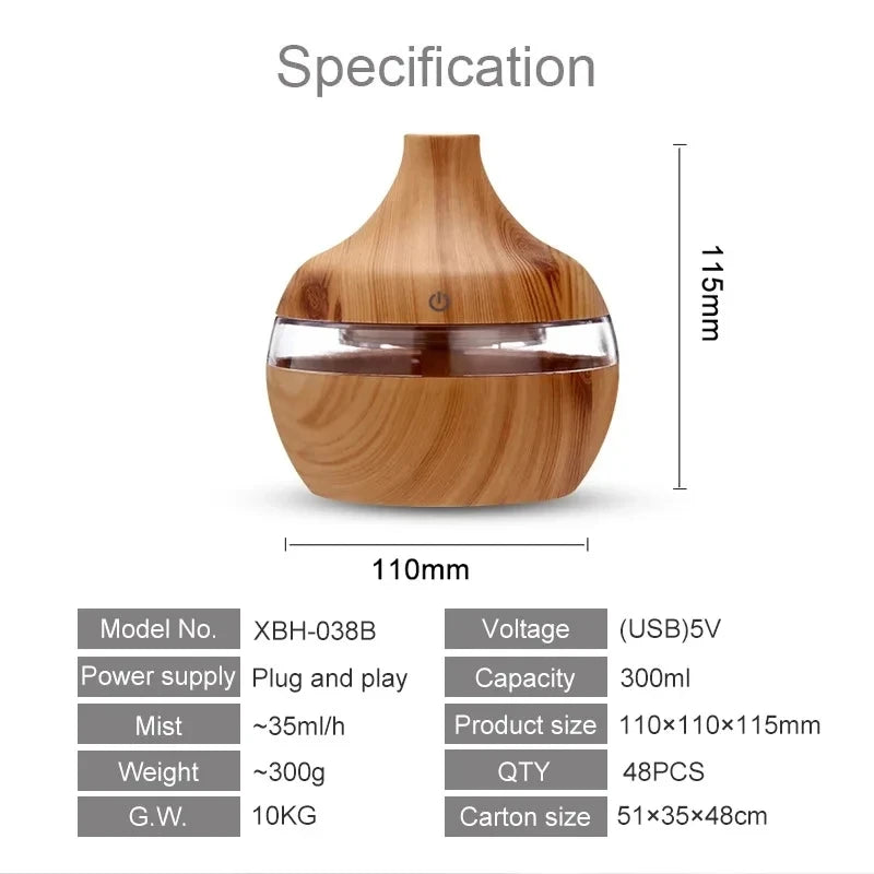 Wood Ultrasonic Aroma Air Humidifier