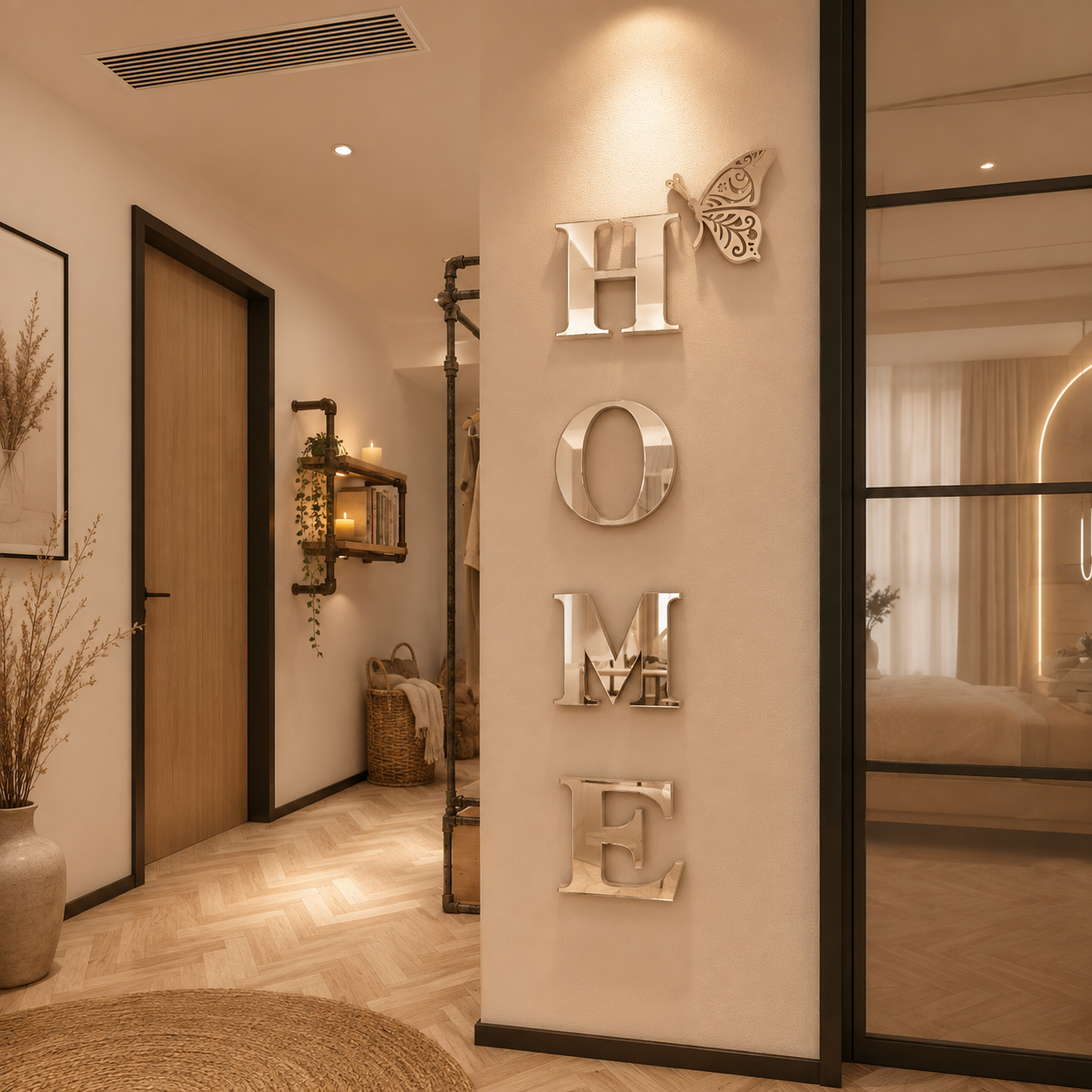 Home Logo 3D Mirror Wall Sticker