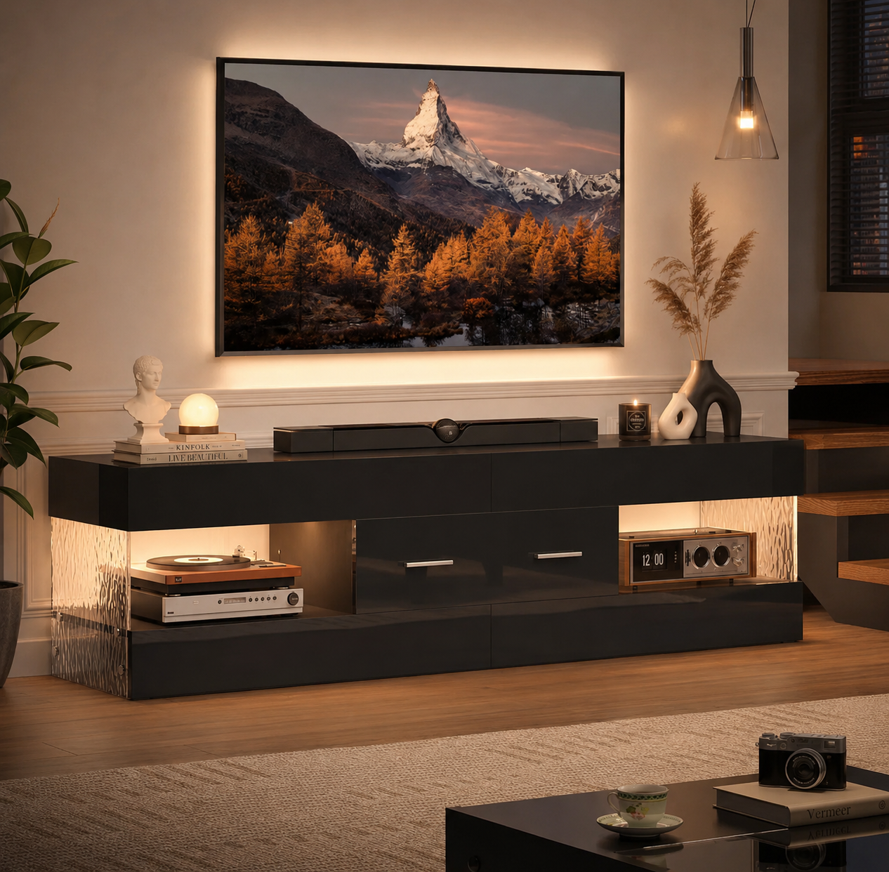 Modern Black Gloss TV Stand